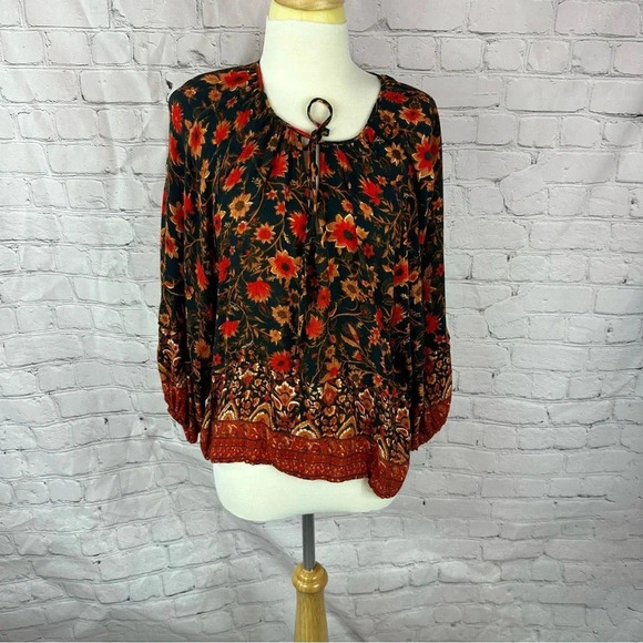 billabong peace & love long sleeve blouse size medium - Picture 1 of 5